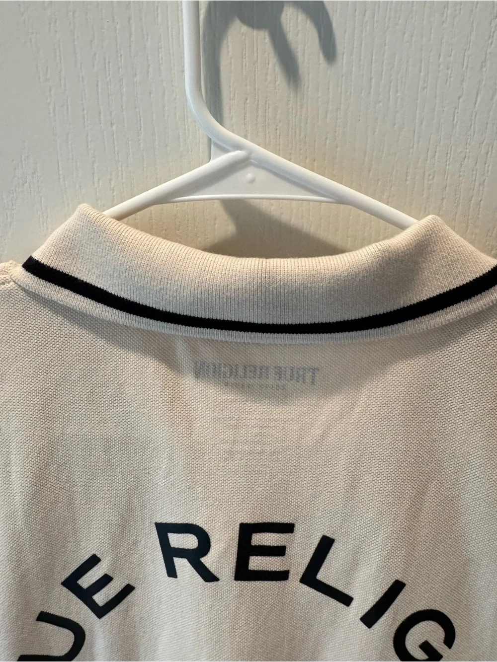 True Religion Men’s Cream Polo with Black Accents